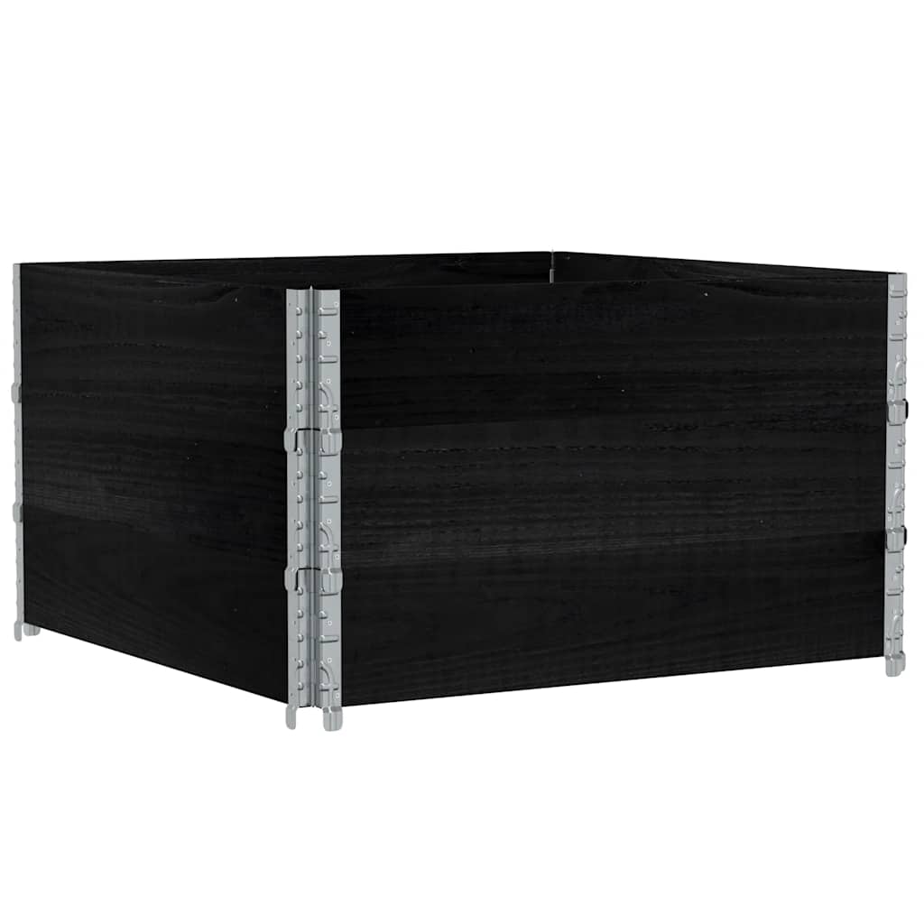 Paletten-Aufsatzrahmen Schwarz 80x60 cm Massivholz Kiefer