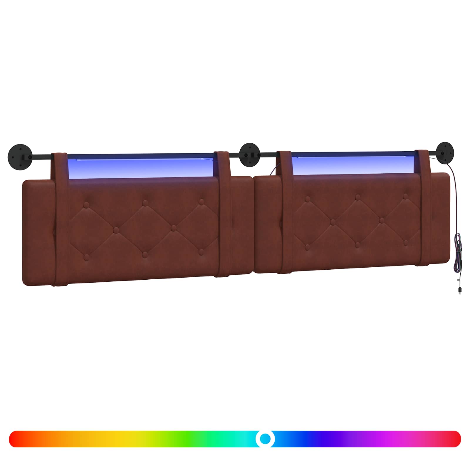 Hängendes Kopfteil Mit LED Licht Schwarz Antikes PU