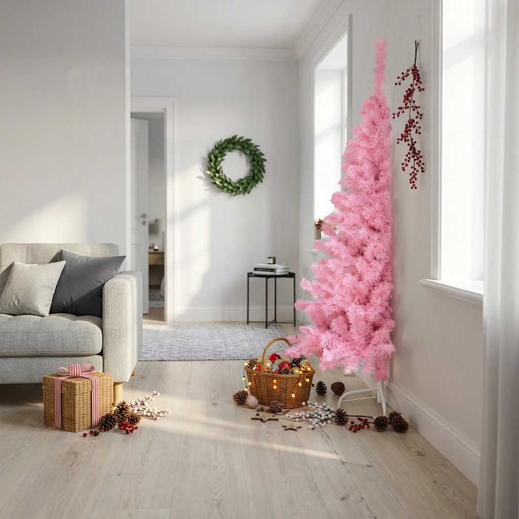 Künstlicher Halb-Weihnachtsbaum mit Ständer Grün 150 cm PVC