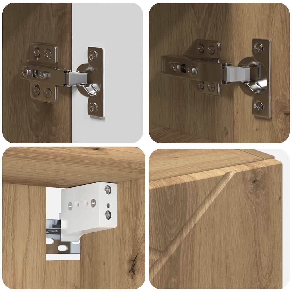 Badezimmermöbel-Set mit Tür 4 pcs Weiß Holzwerkstoff & Metall