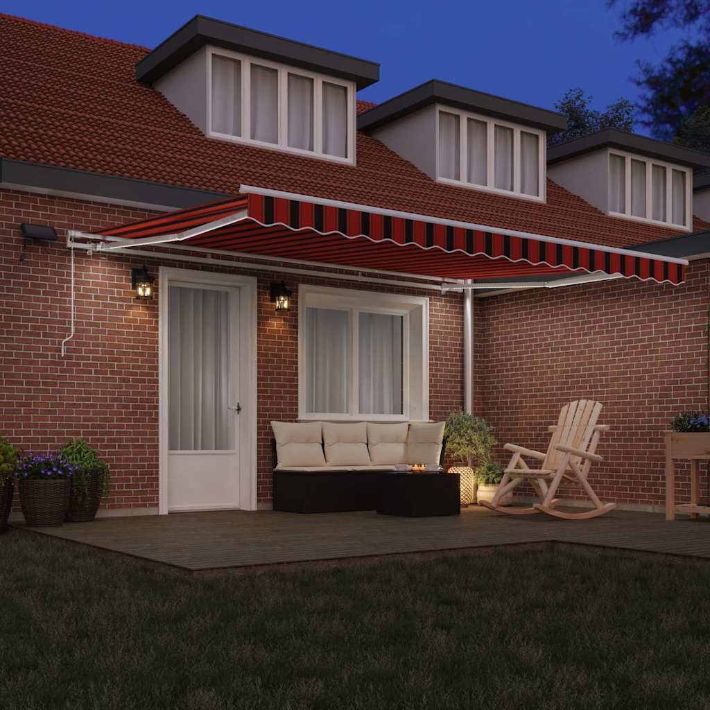 Markise Manuell Einziehbar mit LED 300x250 cm Blau und Weiß