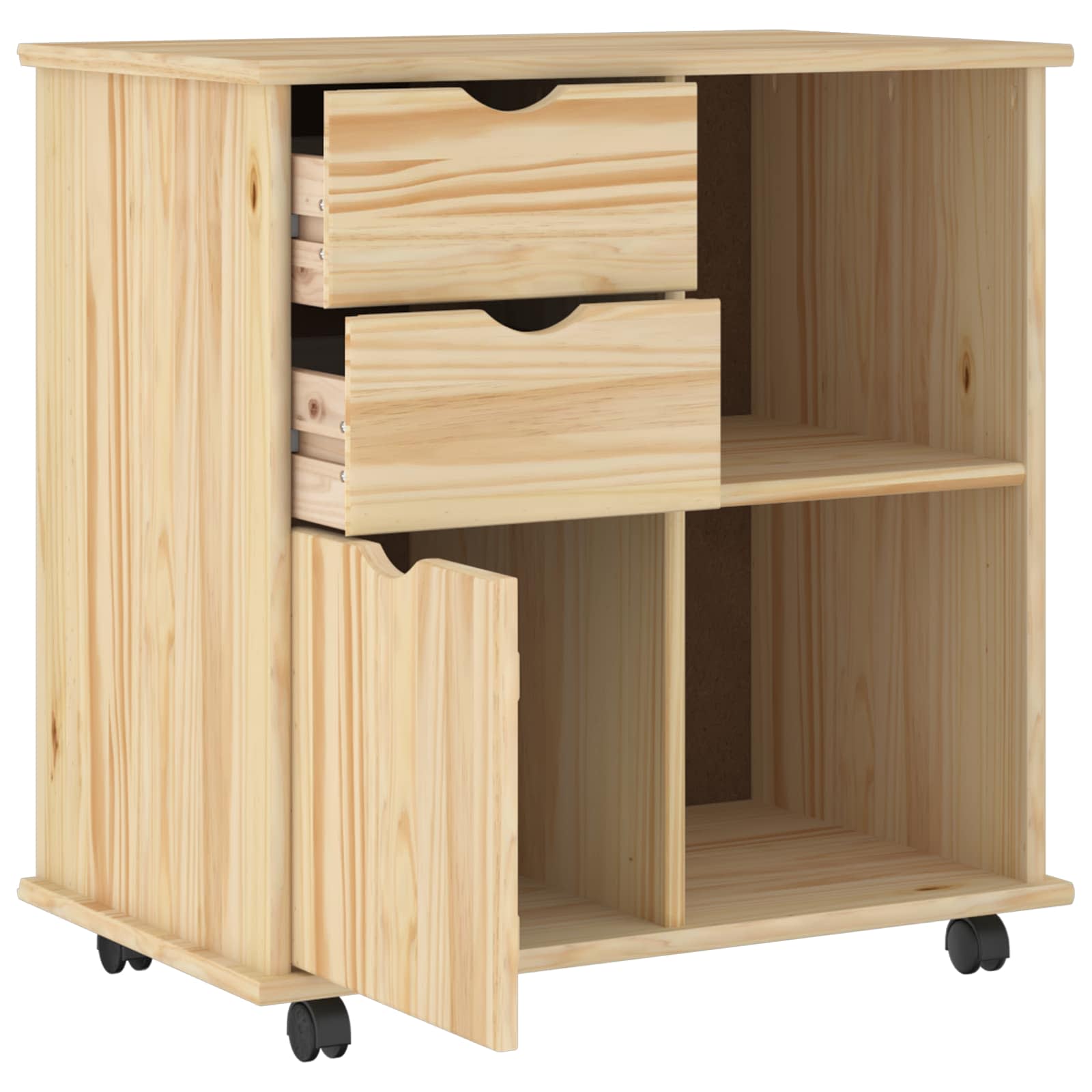 Rollschrank Honigbraun 63,5 x 39 x 65,5 cm Massivholz Kiefer