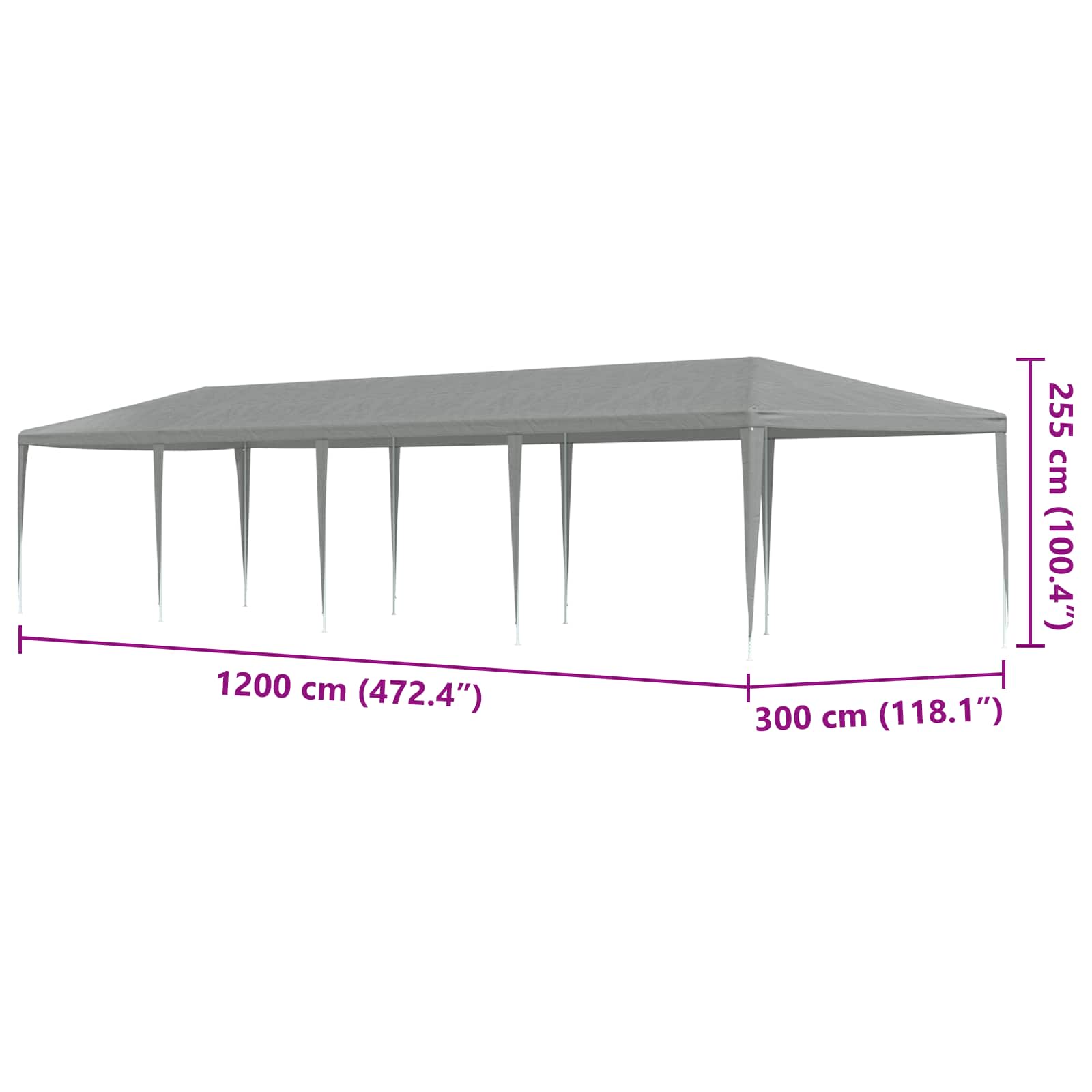 Partyzelt 400 x 300 x 255 cm Rot PE und Stahl