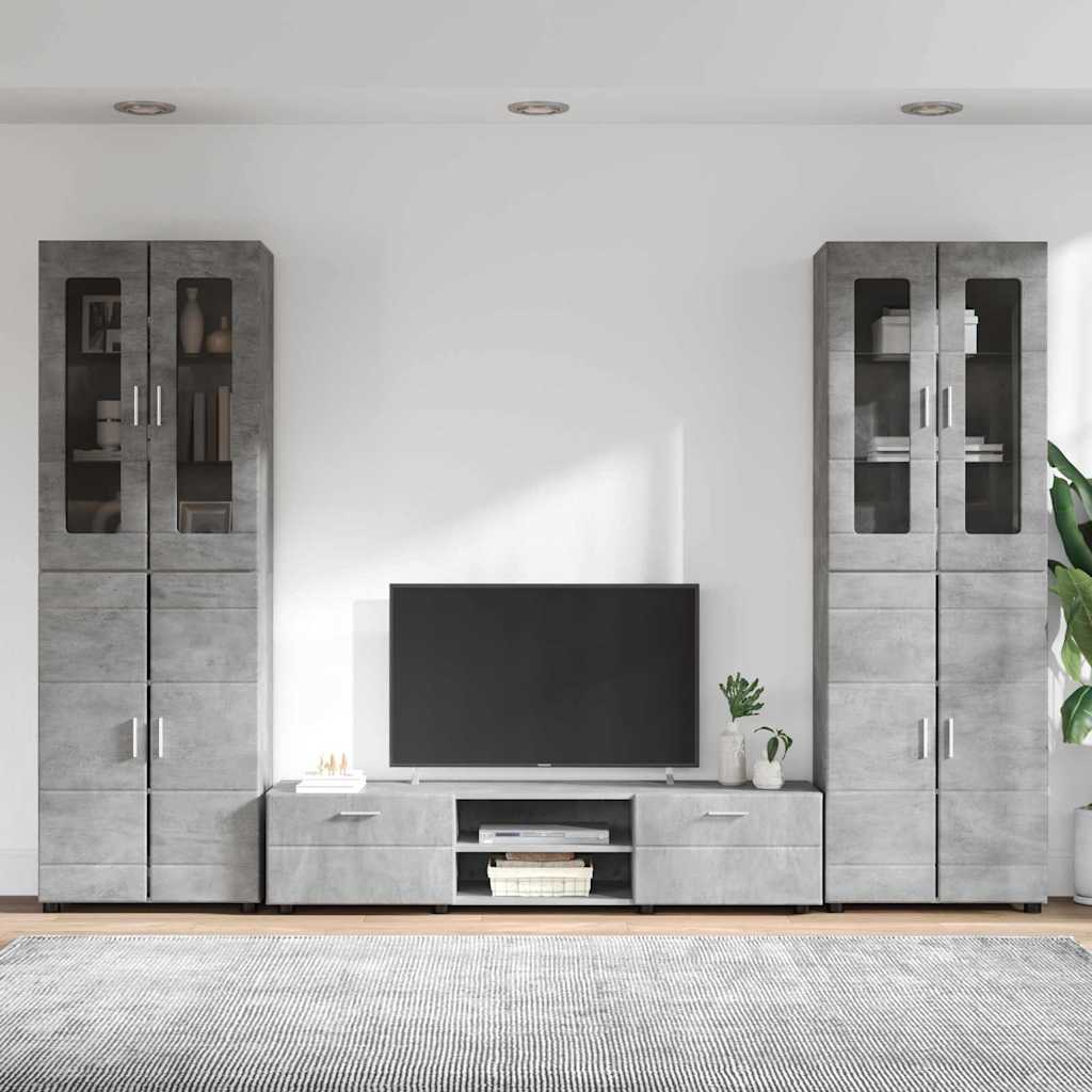 Highboard mit Regal FLORIN Weiß 60 x 35 x 182 cm Holzwerkstoff