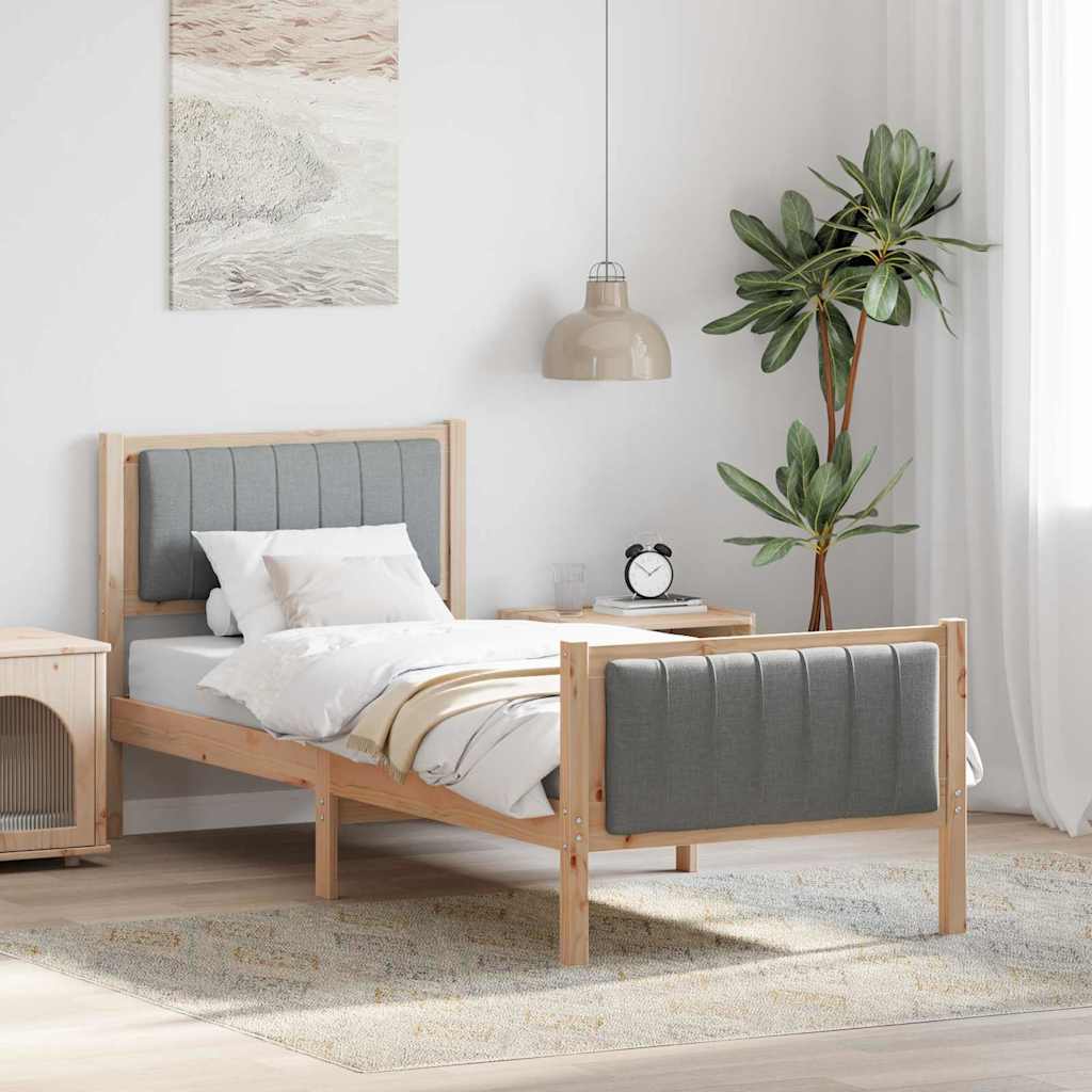 Bettgestell Braun und hellgrau 200 x 200 cm Massivholz Kiefer