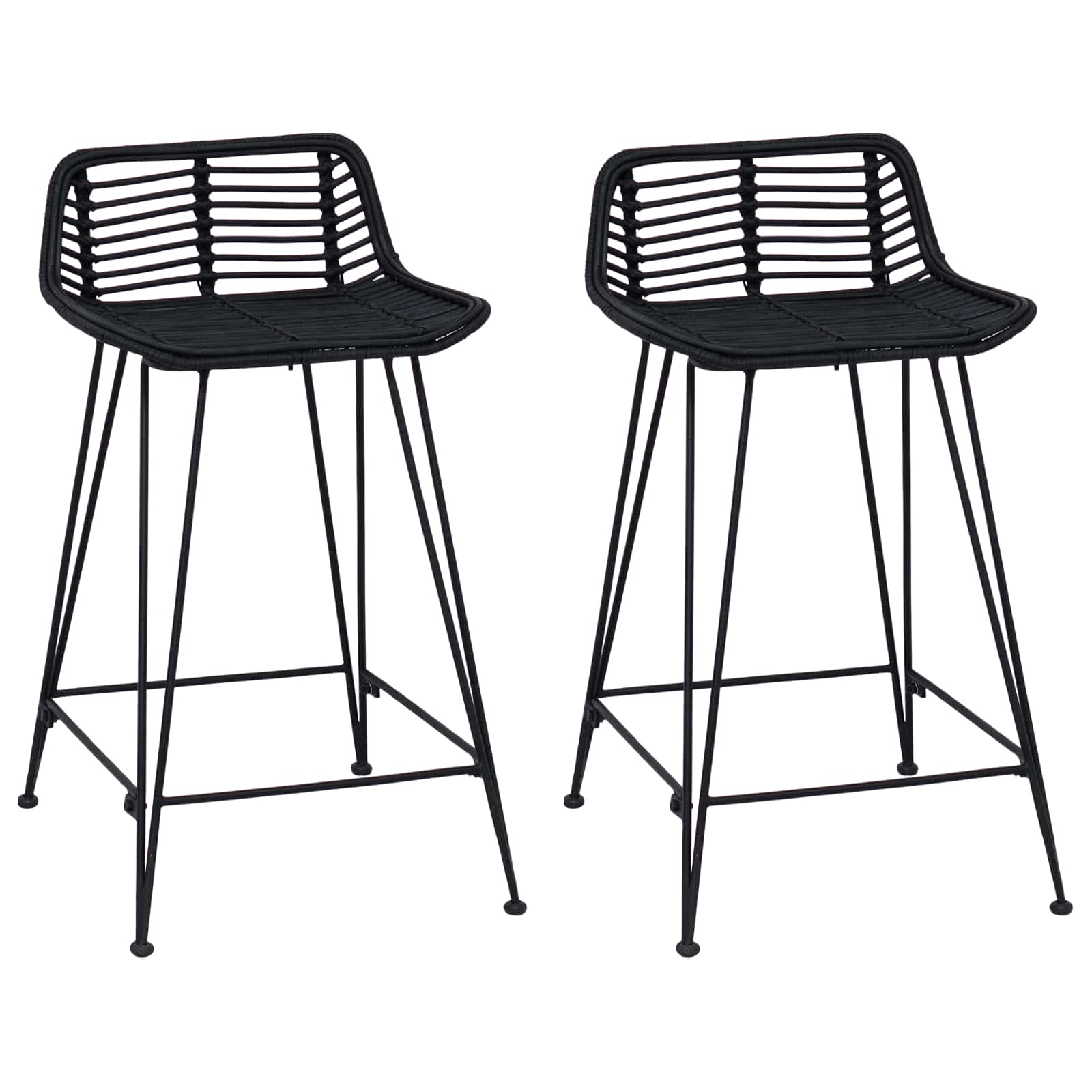 Barhocker 2 pcs Natur 44 x 45 x 76 cm Rattan und Stahl