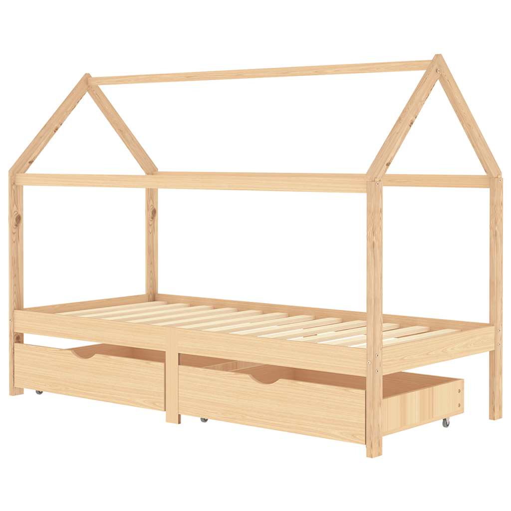 Kinderbett mit Schublade Massivholz Kiefer 70x140 cm