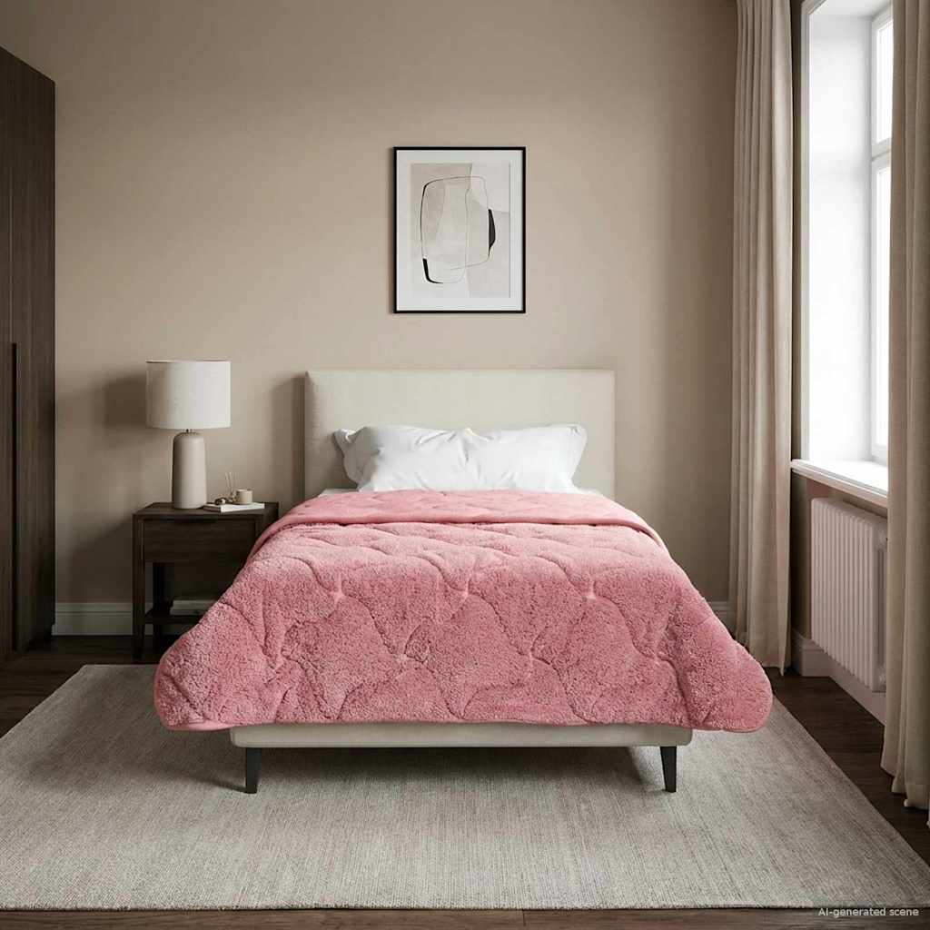 Sommerdecke Anthrazit 135 x 200 cm Mikrofaser und Teddy-Fleece