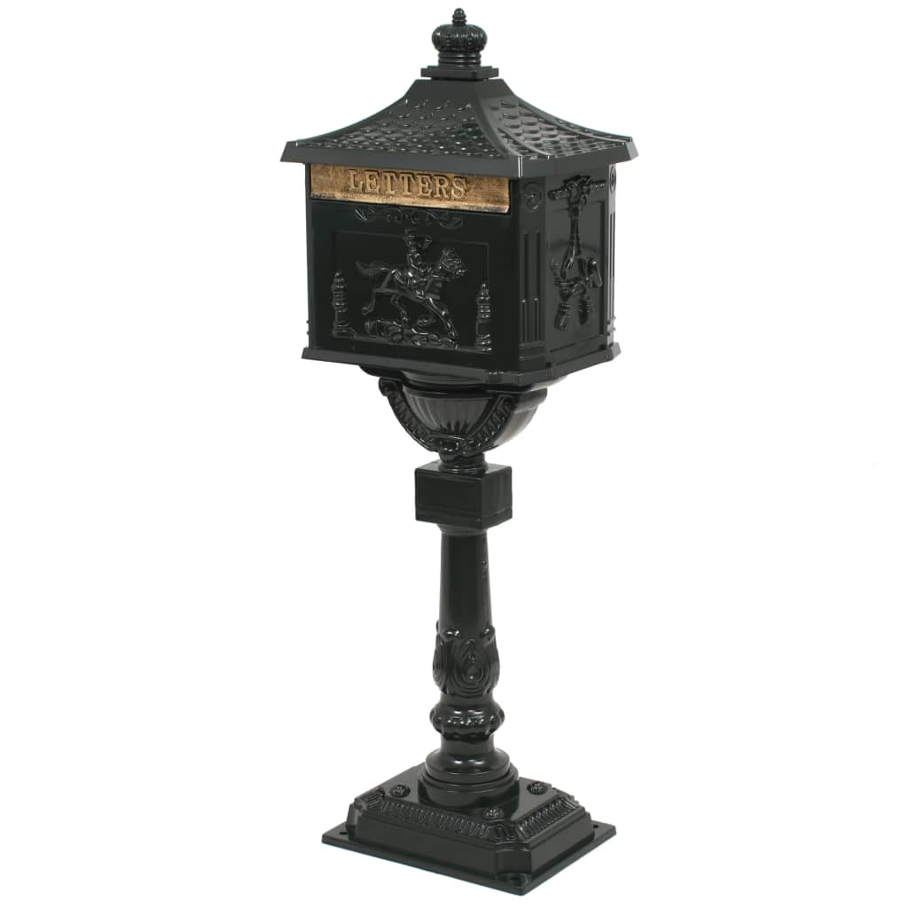 Stehender Briefkasten mit Speicher Schwarz 42,5 x 29,5 x 117 cm
