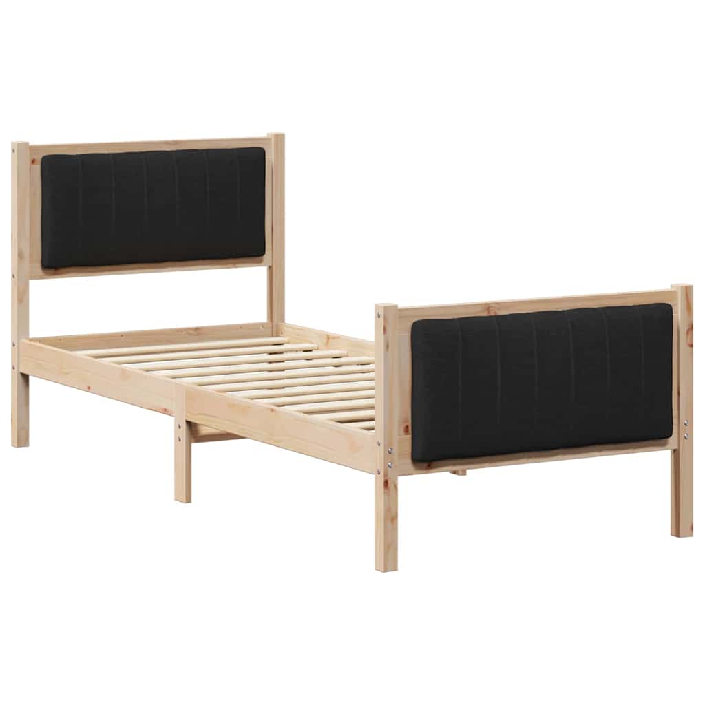 Bettgestell Braun und hellgrau 200 x 200 cm Massivholz Kiefer
