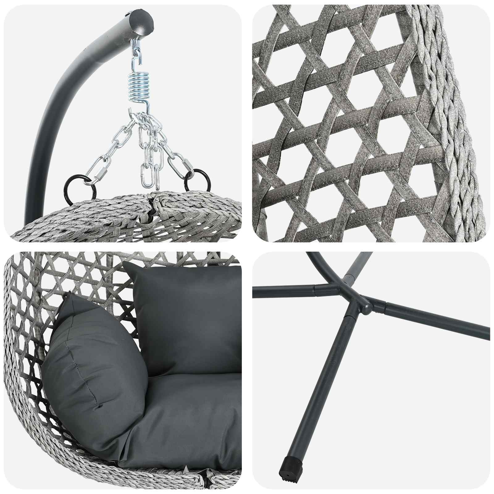 Hängendes Ei-Stuhl Hellcreme 104 x 100 x 191 cm Poly-Rattan