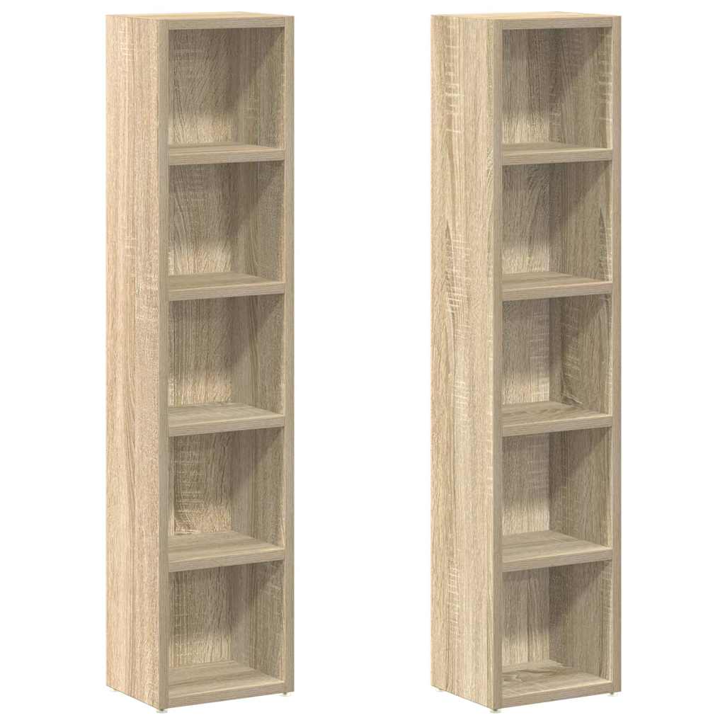 CD-Regale 2 Stk. Weiß 21x16x93,5 cm Holzwerkstoff