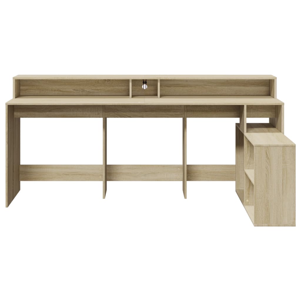 LED-Schreibtisch Weiß 200x104x91 cm Holzwerkstoff