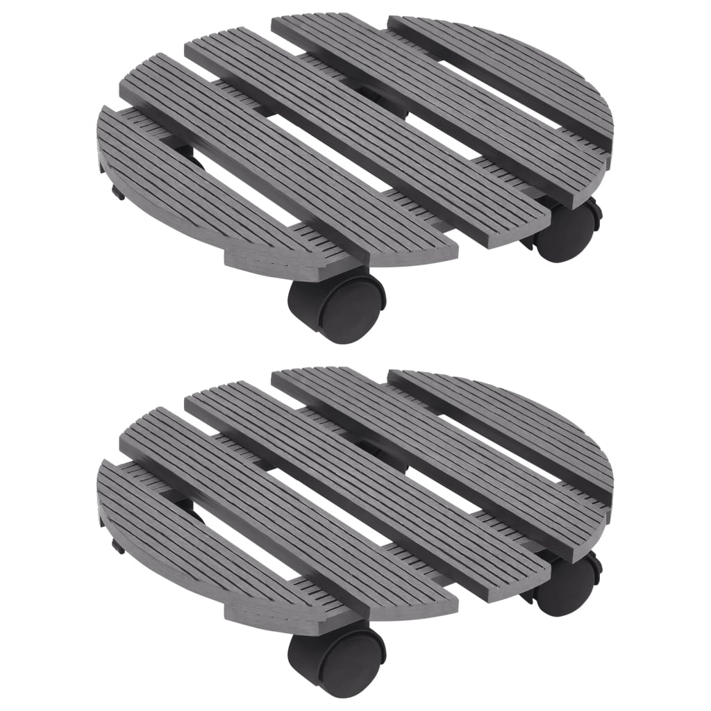 Pflanzenroller 2 Stk. Grau Ø30x7,5 cm WPC
