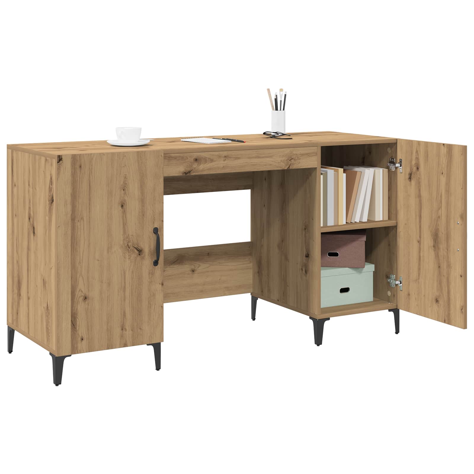 Schreibtisch mit Tür Altholz 140 x 50 x 75 cm Holzwerkstoff