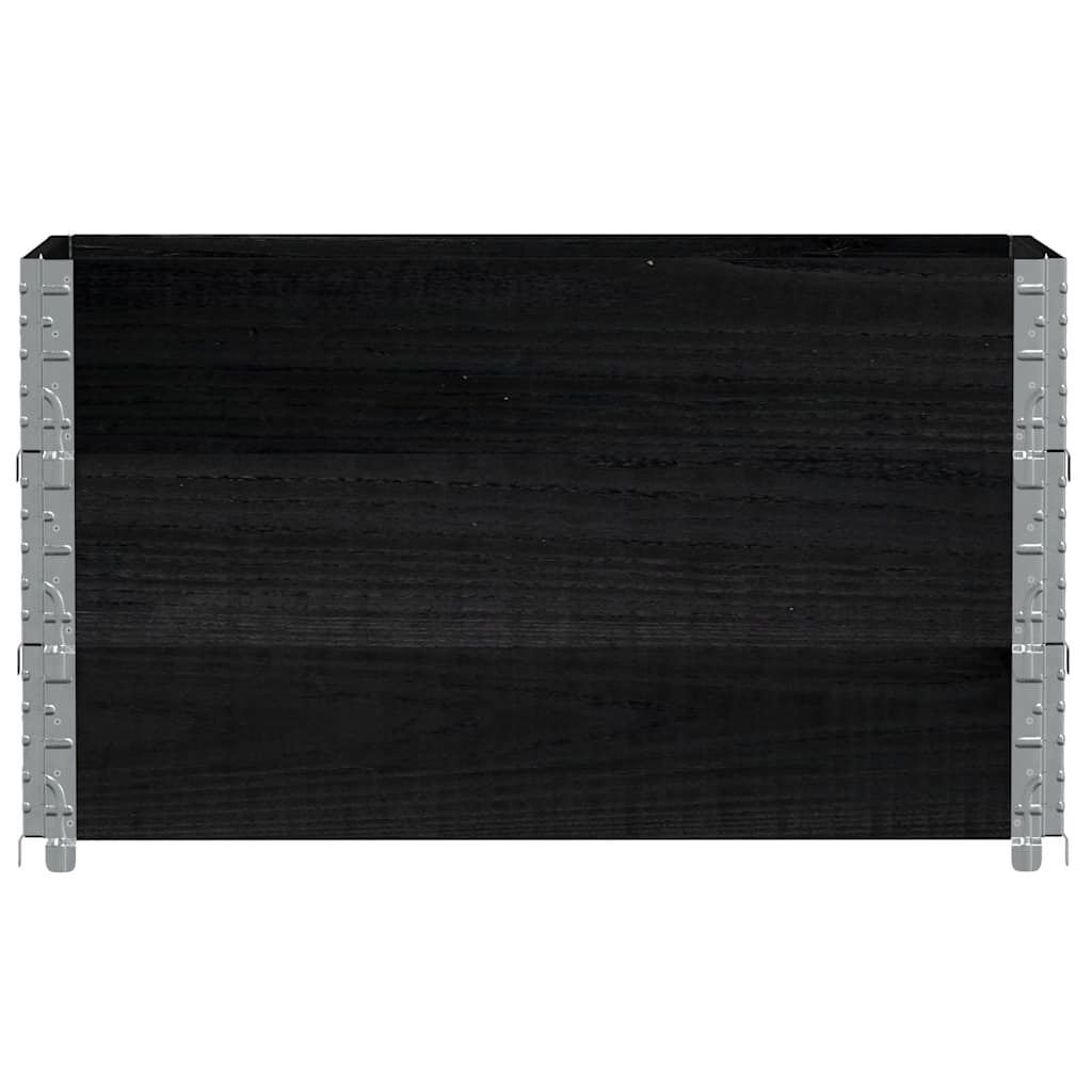 Paletten-Aufsatzrahmen Schwarz 80x60 cm Massivholz Kiefer