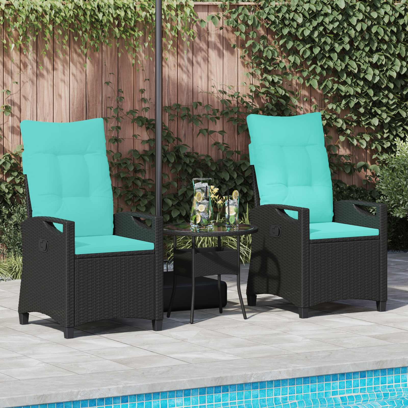 Gartenstuhl 2 pcs Schwarz 56 x 64 x 94 cm Stahl und Polyester