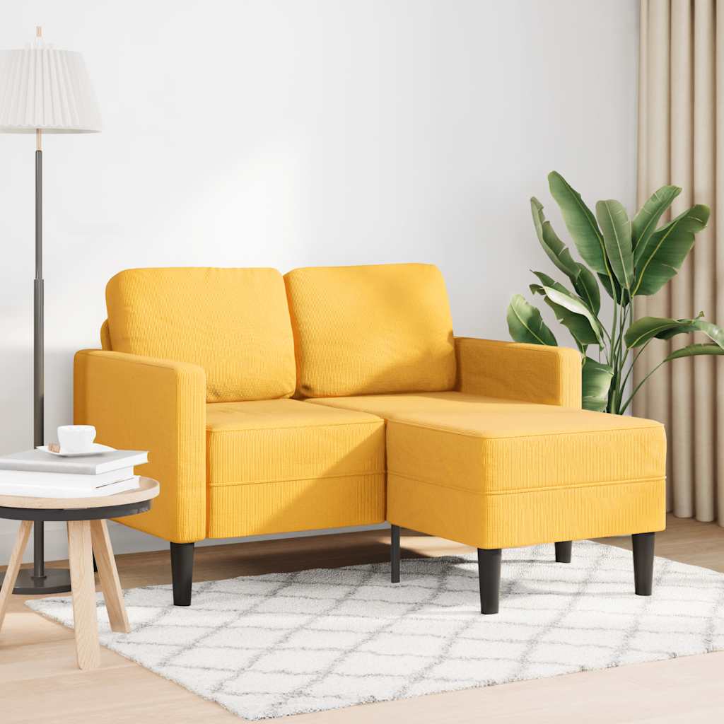 2-Sitzer-Sofa mit Chaiselongue L-Form Hellgrau 125 cm Leinen