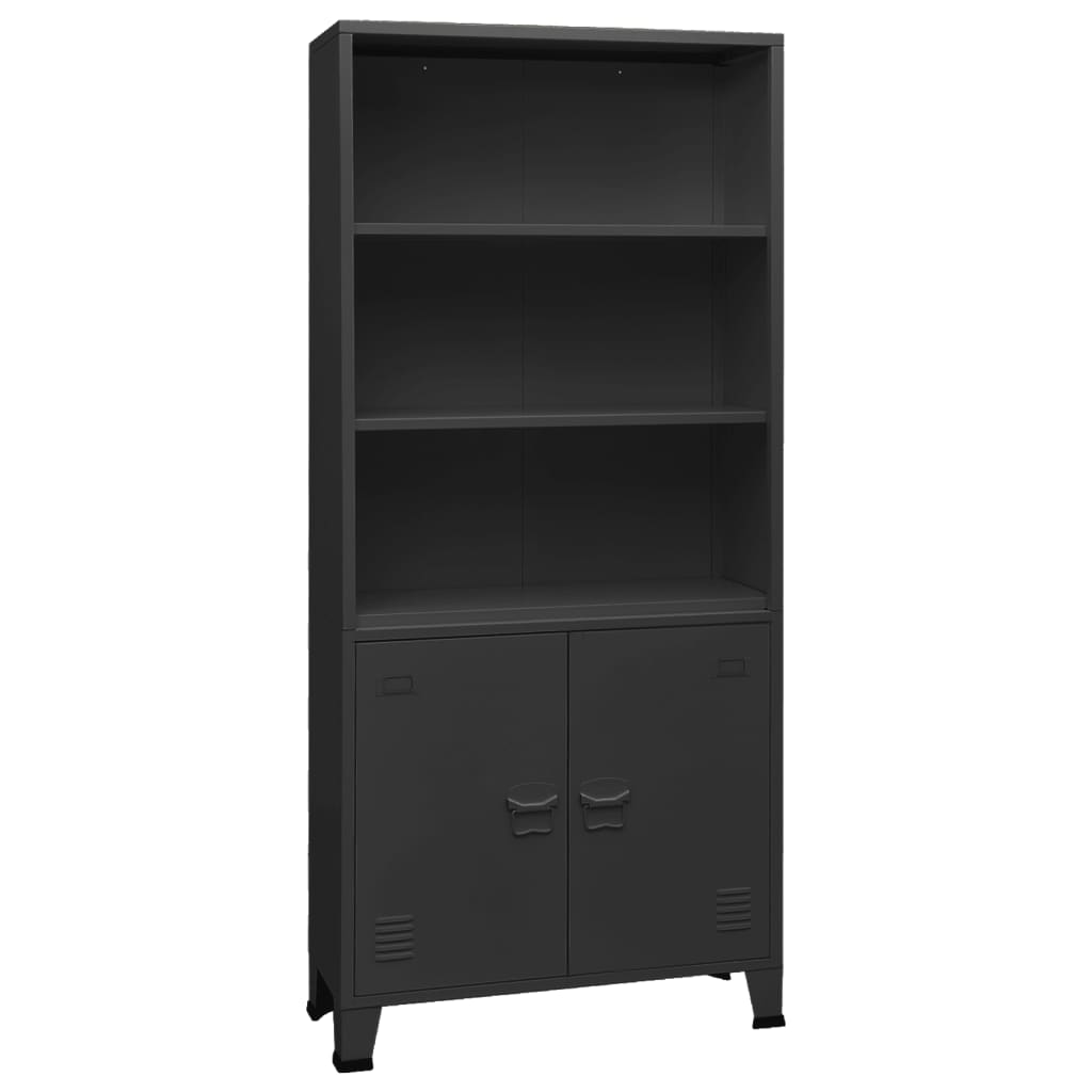 Bücherregal im Industrie-Stil Weiß 80x32x180 cm Stahl
