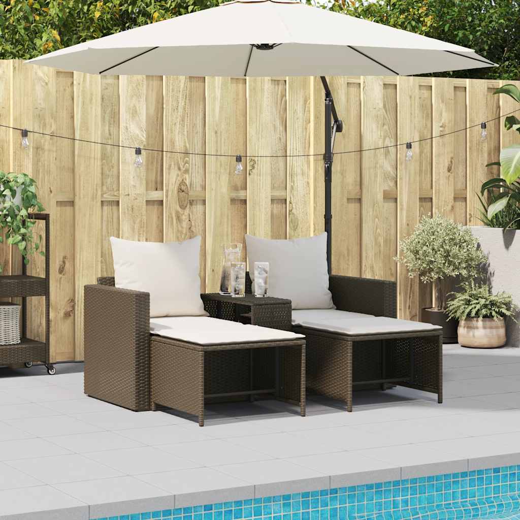 5-tlg. Garten-Sofagarnitur Kissen Stapelbar Schwarz Poly Rattan