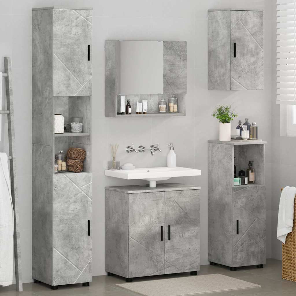 Badezimmermöbel-Set mit Tür 5 pcs Weiß Holzwerkstoff & Metall