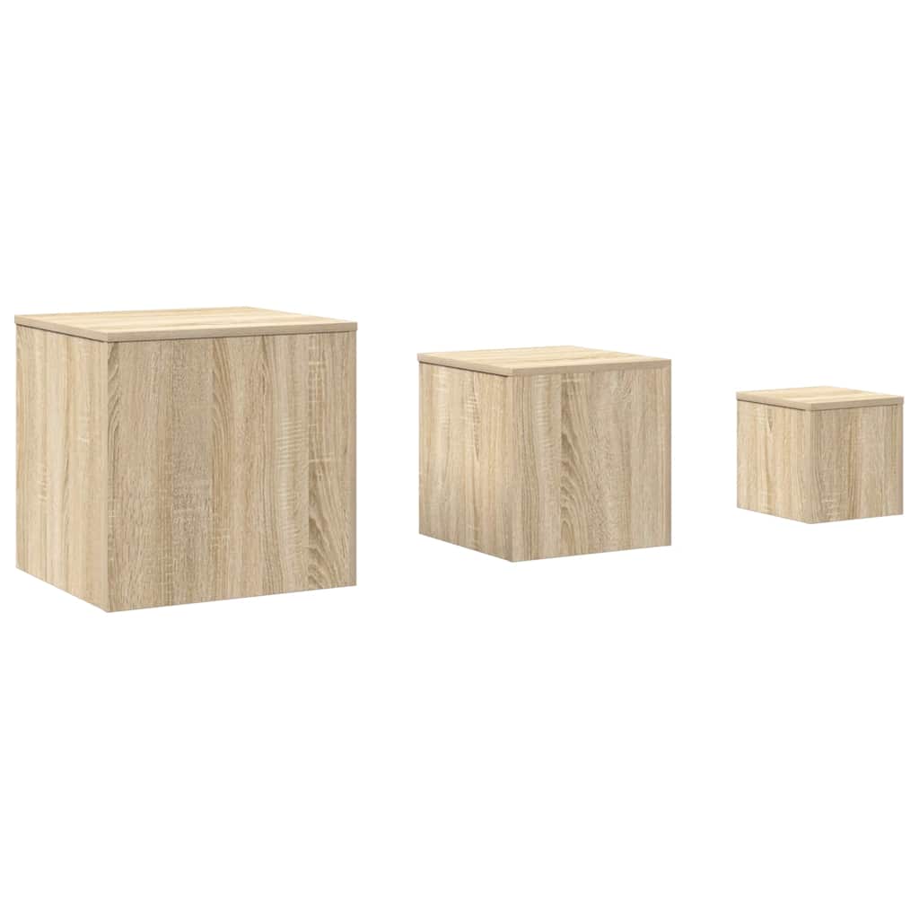 Beistelltische 3 Stk. Weiß Holzwerkstoff