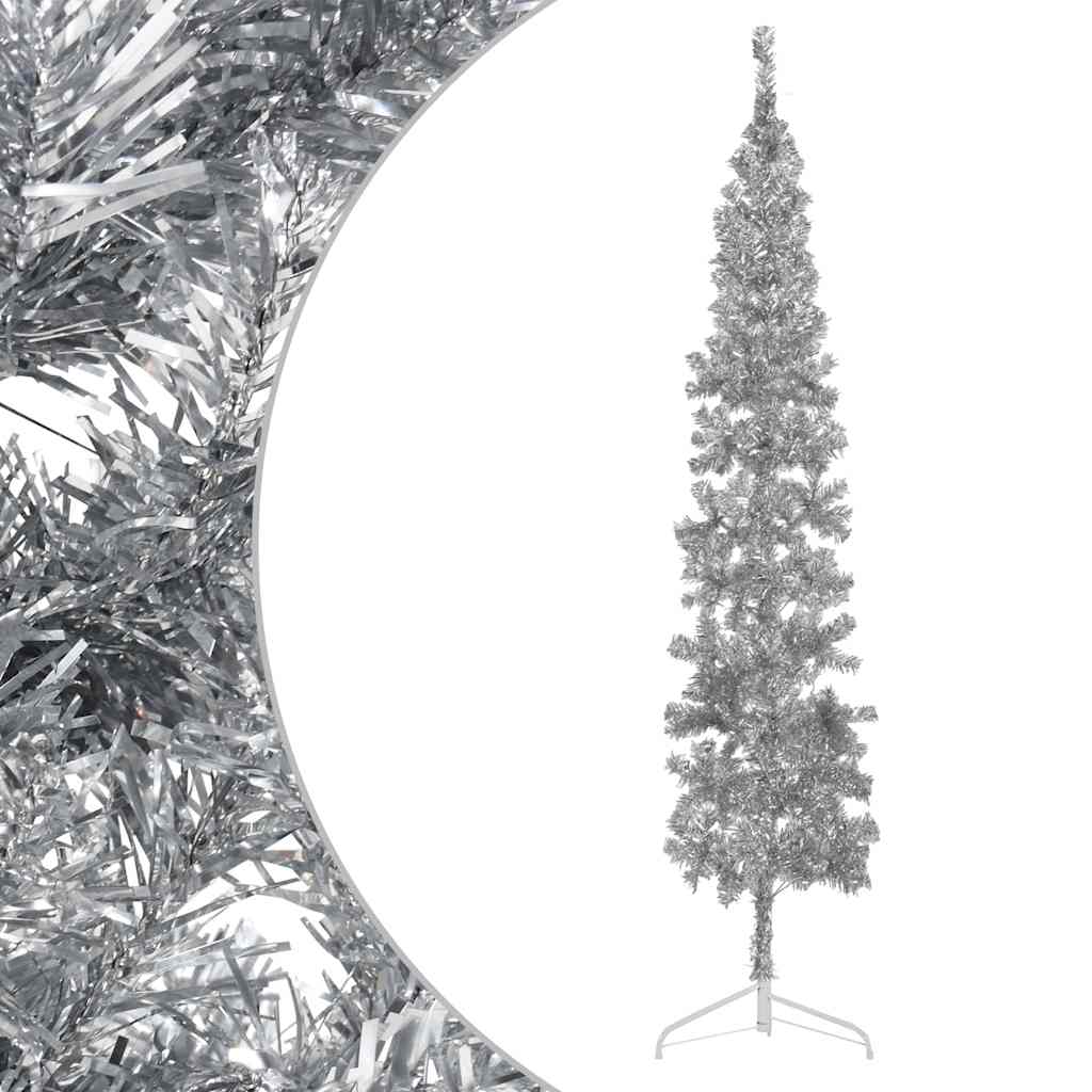 Künstlicher Halb-Weihnachtsbaum mit Ständer Schlank Weiß 180 cm