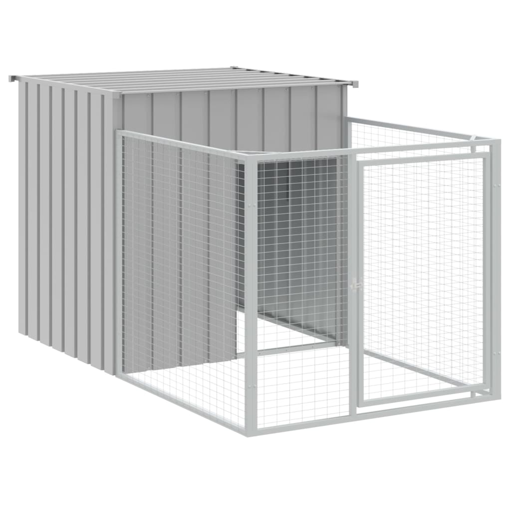 Hundehütte mit Auslauf Anthrazit 110x201x110cm Verzinkter Stahl