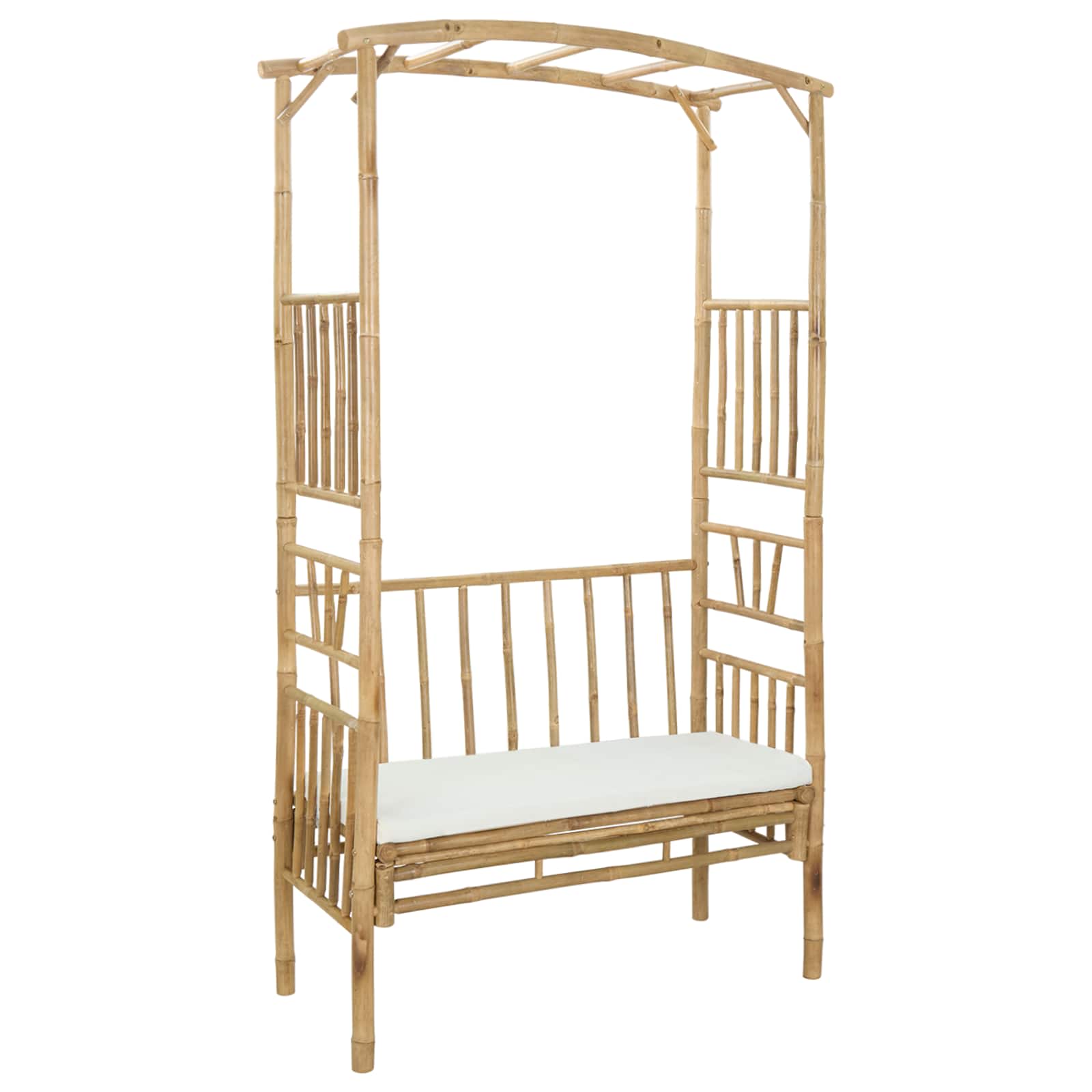 Gartenbogen mit Bank Natur 115 x 50 x 205 cm Bambus
