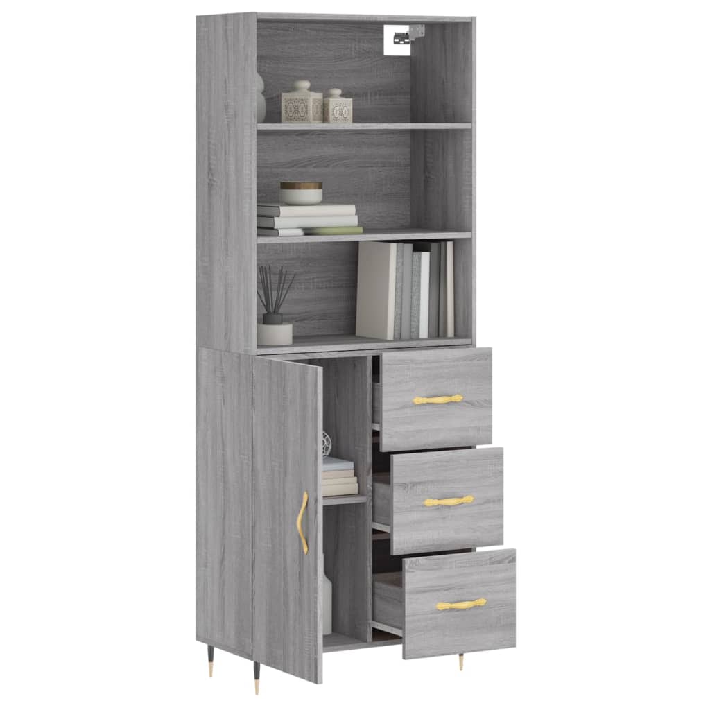 Highboard Betongrau 69,5x34x180 cm Holzwerkstoff