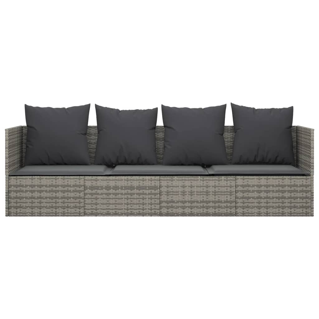 Outdoor-Loungebett mit Kissen Braun Poly Rattan