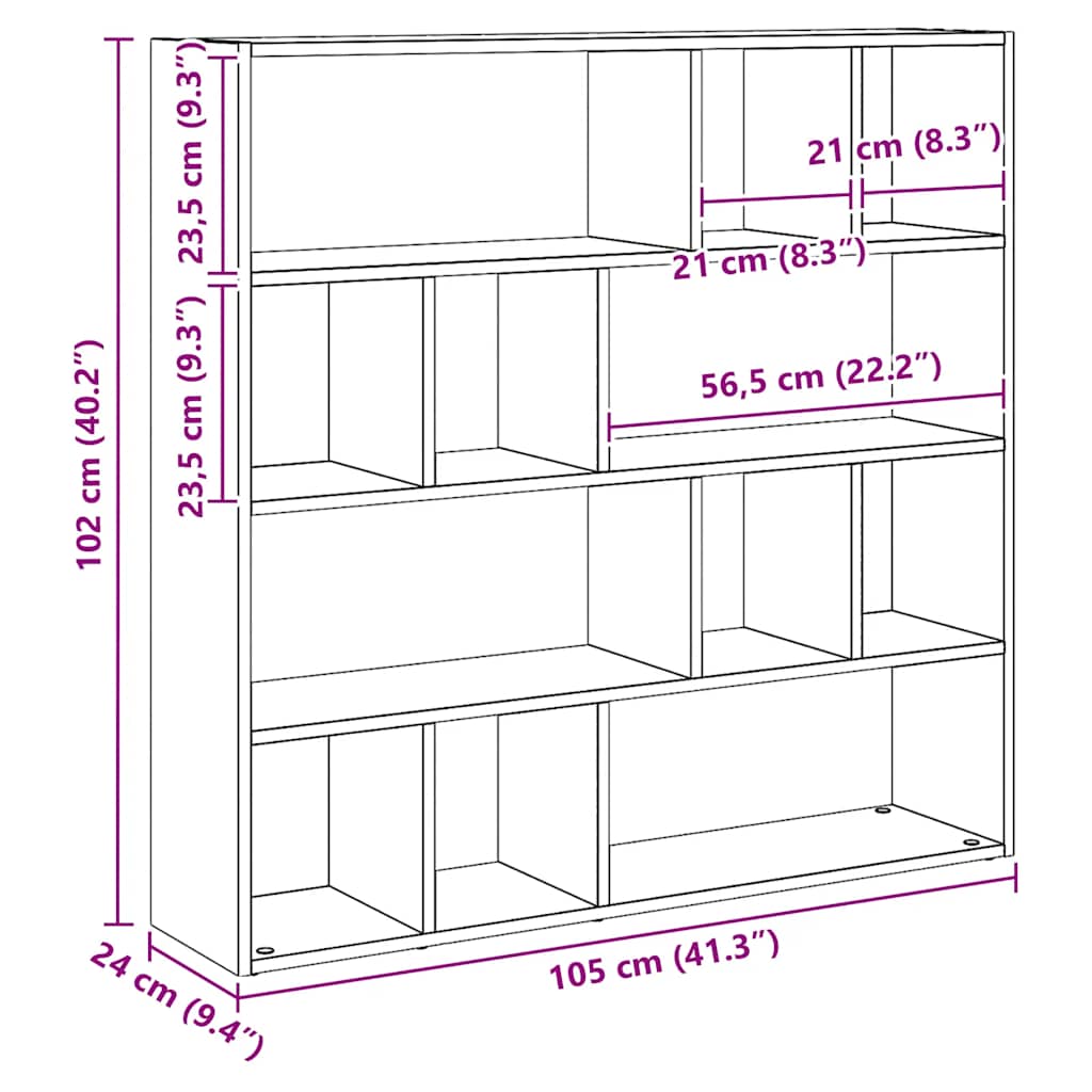 Bücherregal/Raumteiler Weiß 105x24x102 cm
