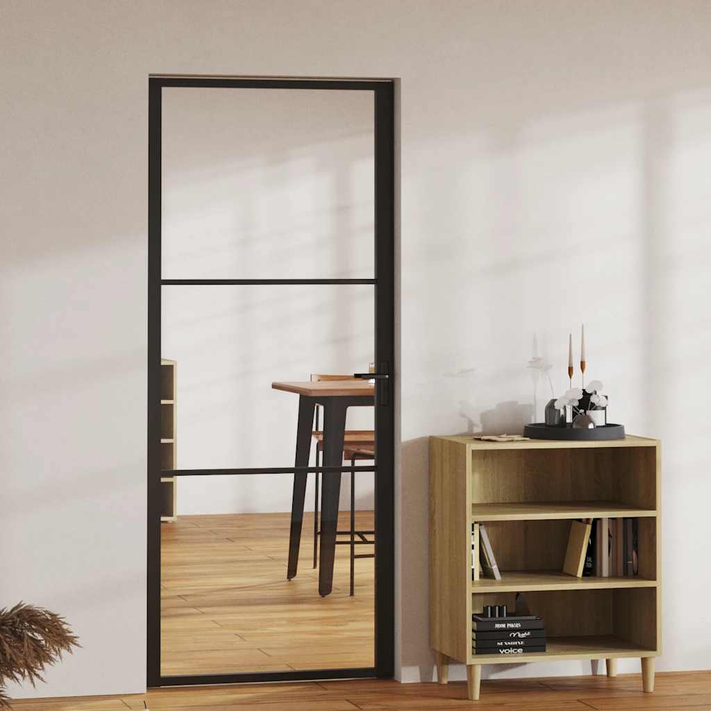 Innentür ESG Glas und Aluminium 76x201,5 cm Schwarz