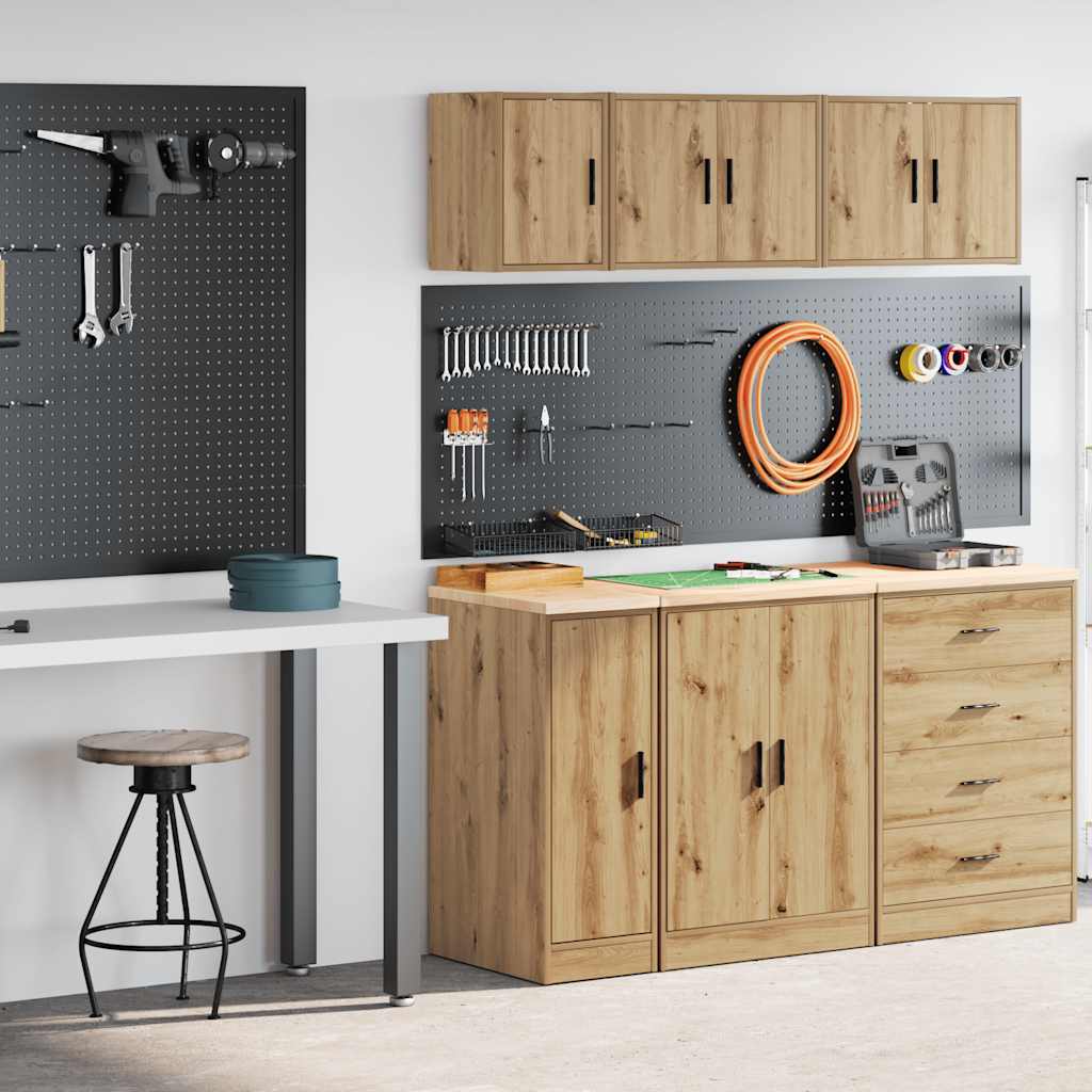 Garagenschränke 2 Stk. Schwarz Holzwerkstoff