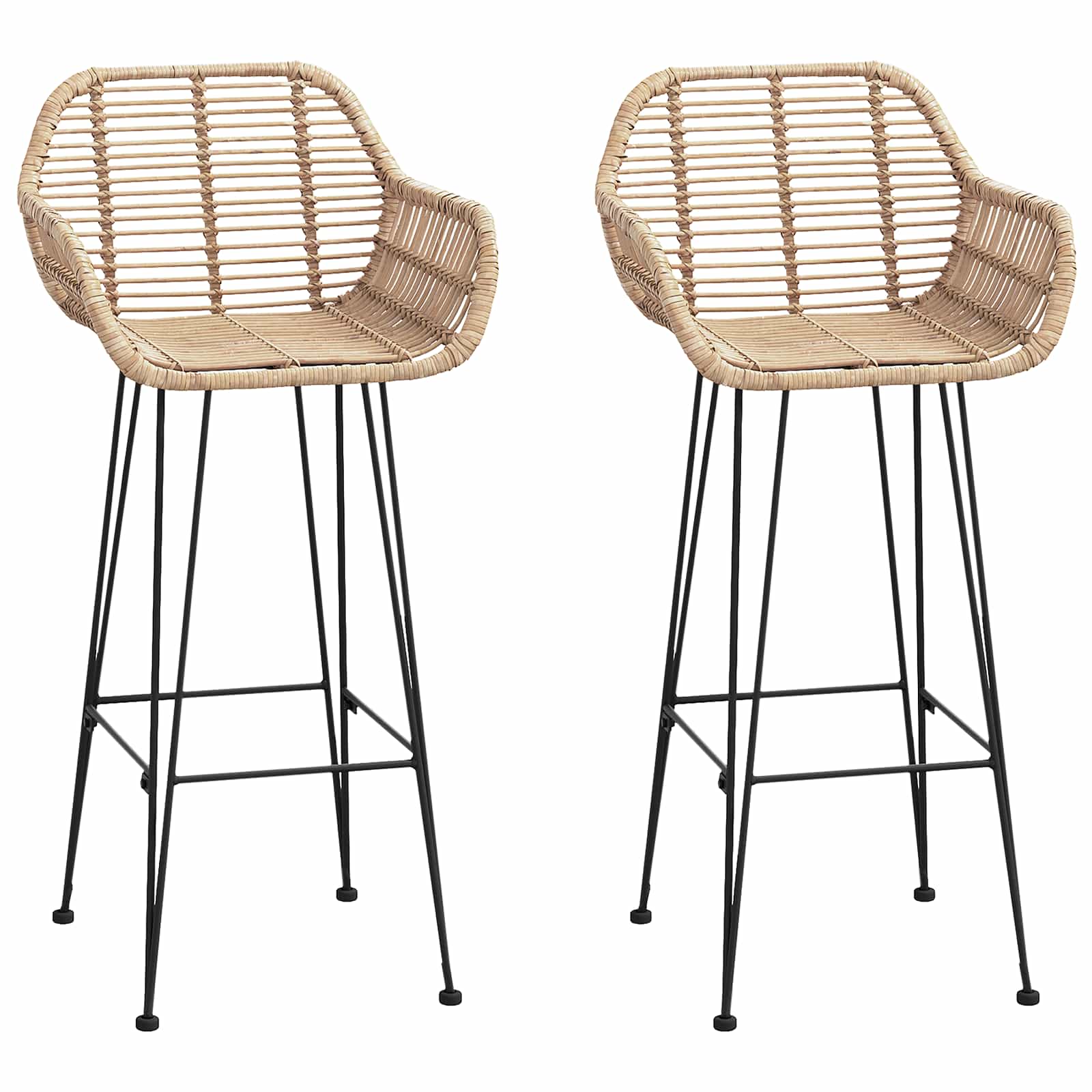 Barstuhl 2 pcs 55 x 52 x 92 cm Rattan und Eisen