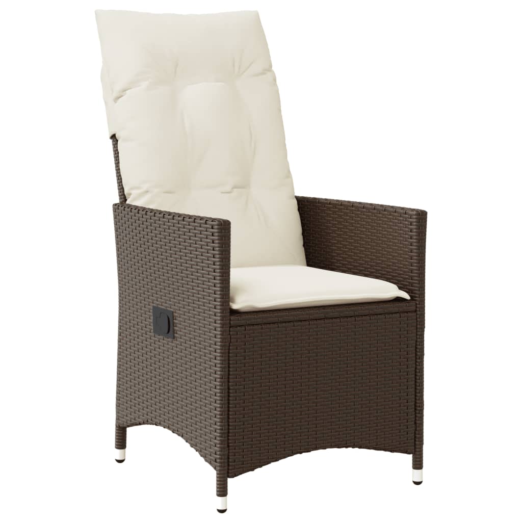 Gartensessel Verstellbar mit Kissen Schwarz Poly Rattan
