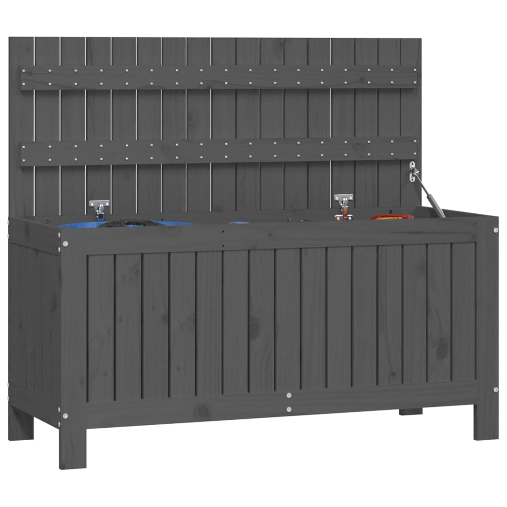Gartentruhe Grau 76x42,5x54 cm Massivholz Kiefer