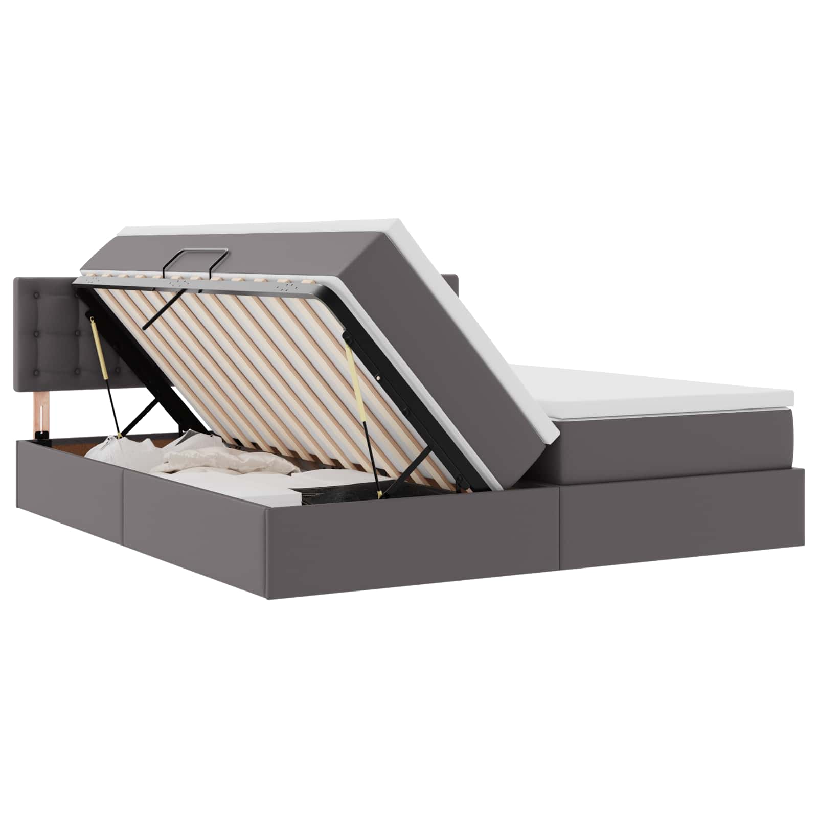 Bett mit Stauraum und LED Schwarz 180 x 200 cm Kunstleder