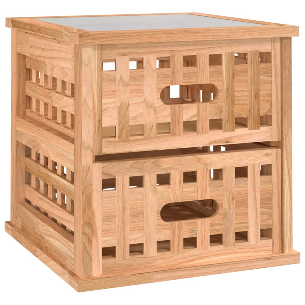 Nachttisch 34x34x34 cm Massivholz Nussbaum