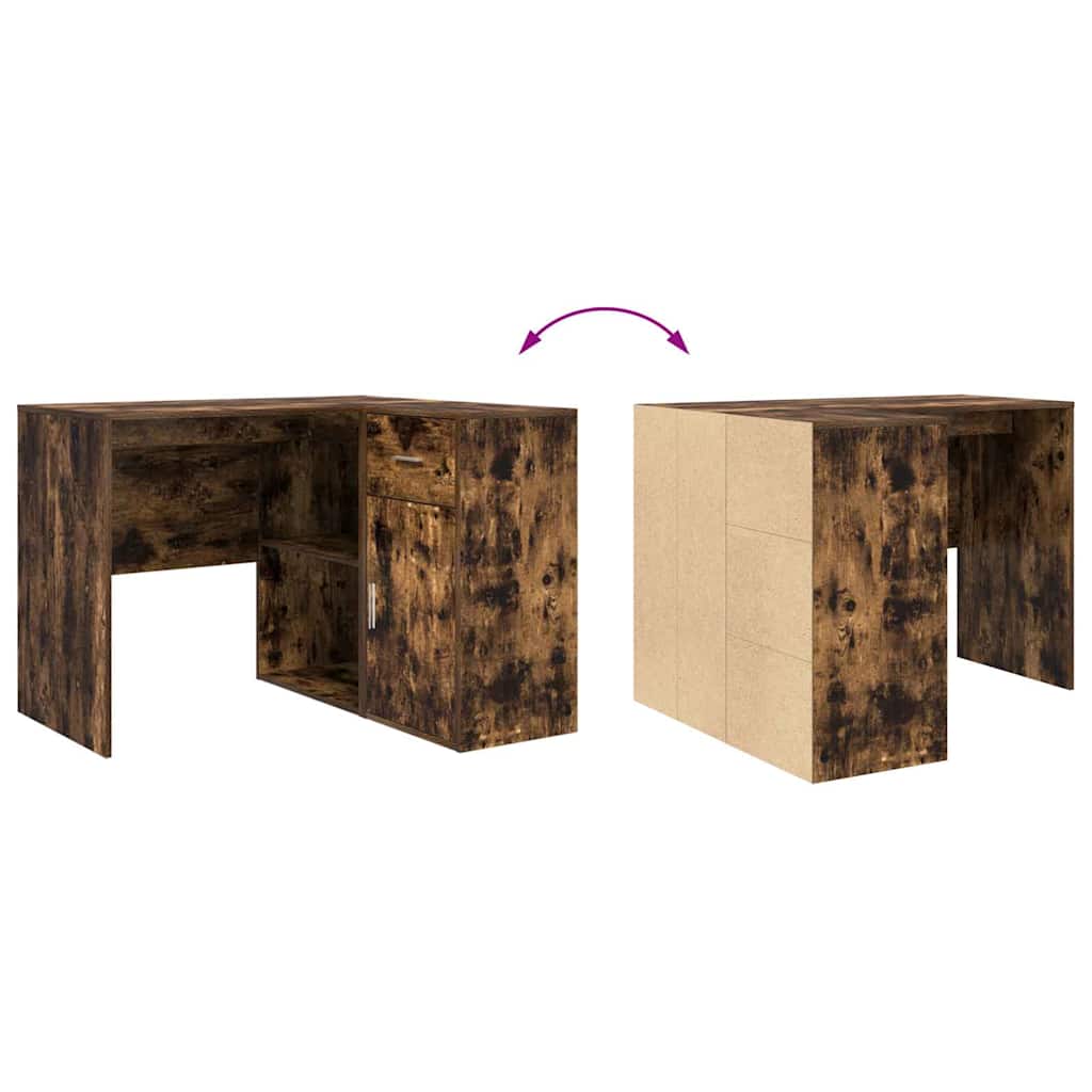 Eck-Schreibtisch Schwarz Eichen-Optik 102 x 88 x 75 cm