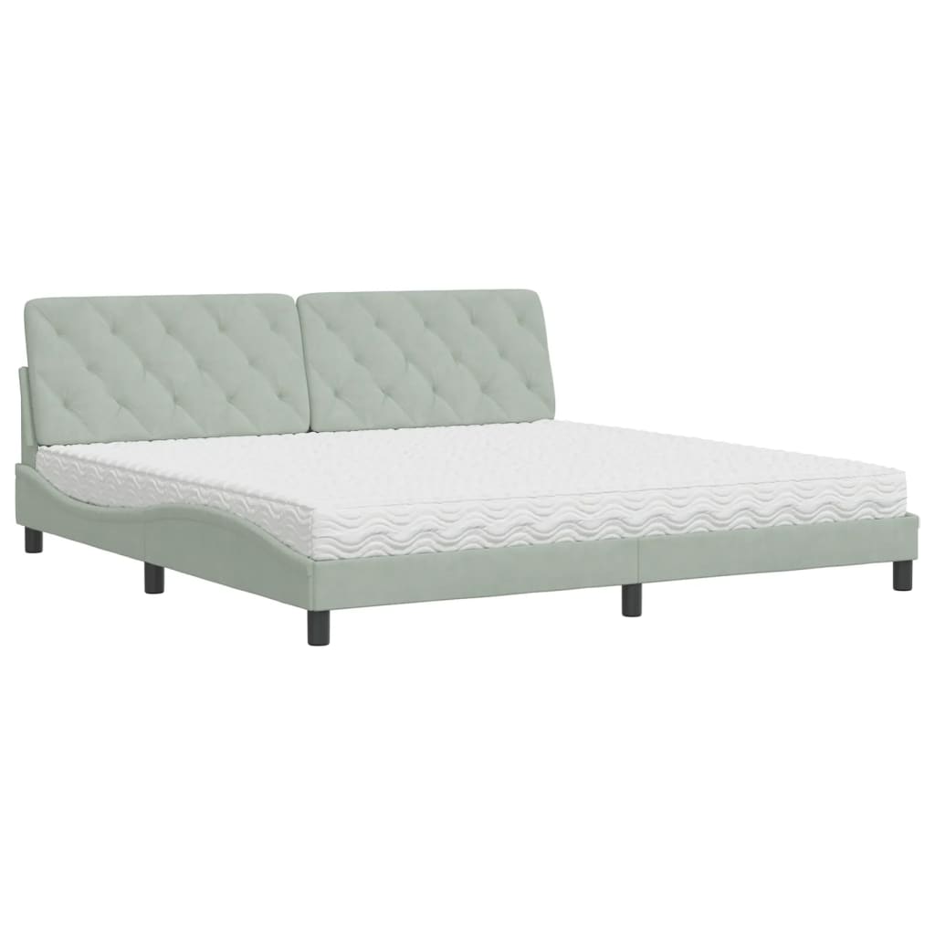 Bett mit Matratze Hellgrau 80x200 cm Samt