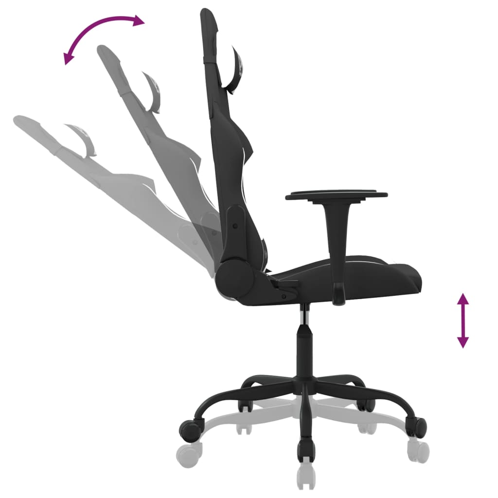 Gaming-Stuhl mit Massagefunktion Schwarz und Creme Stoff