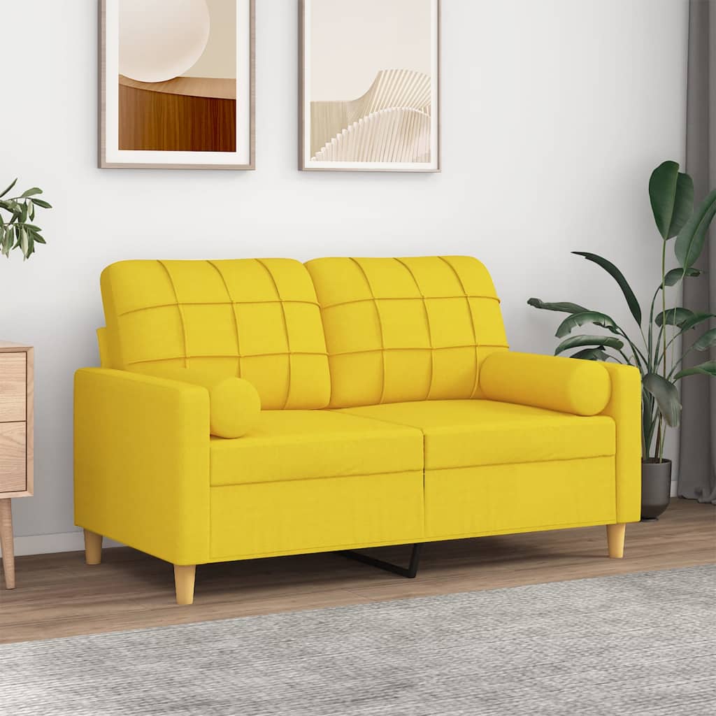 2-Sitzer-Sofa mit Zierkissen Braun 120 cm Stoff