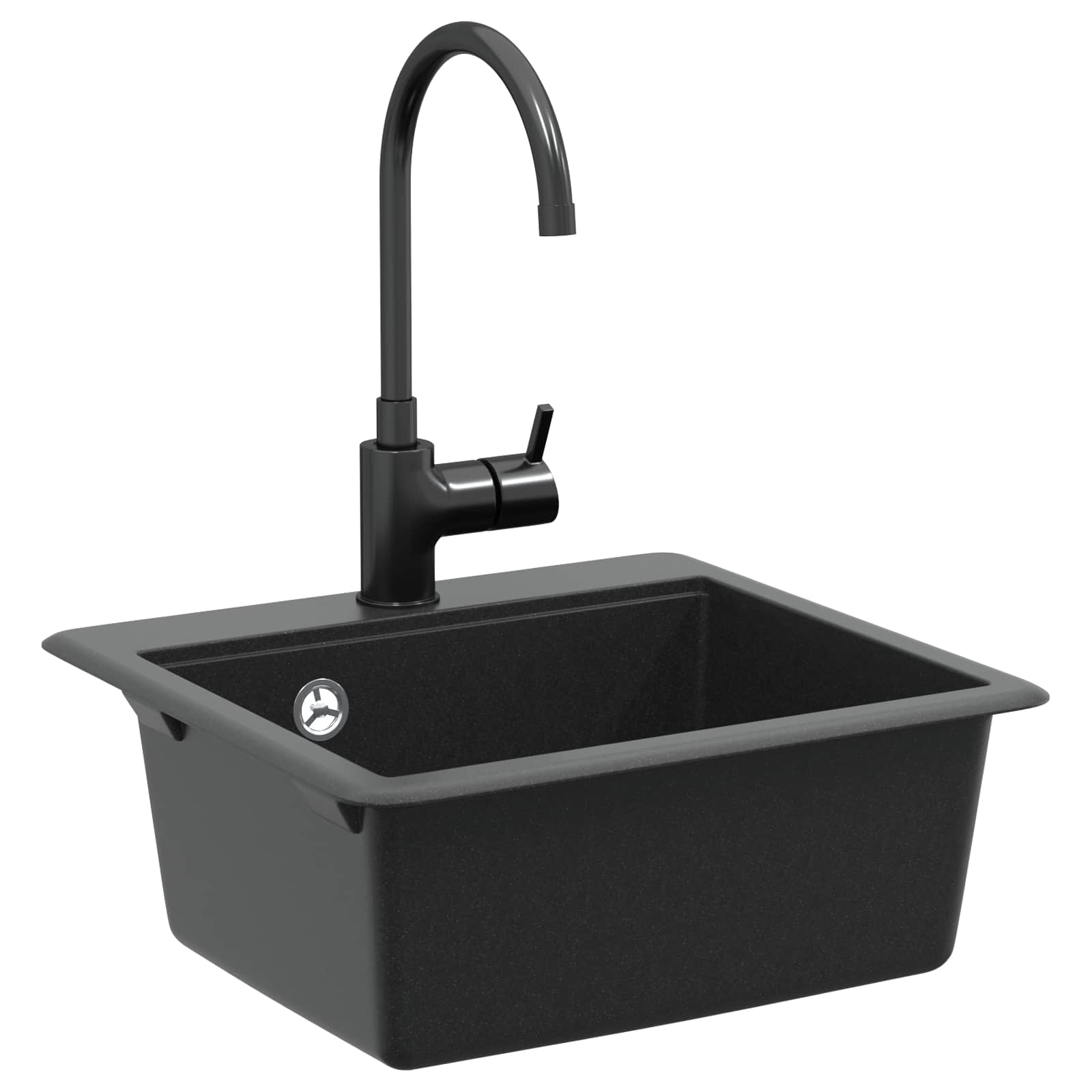 Waschbecken Schwarz 470 x 440 mm Granit