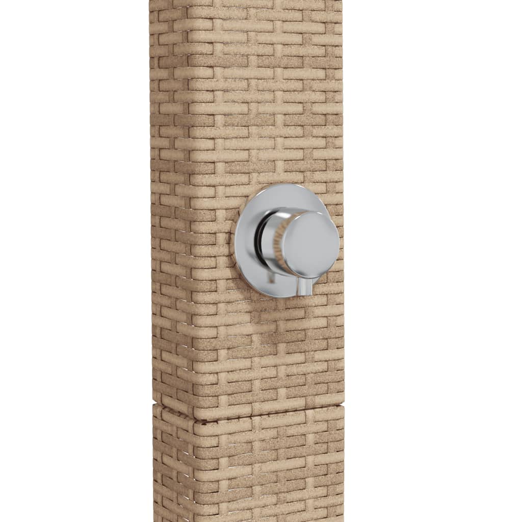 Gartendusche Schwarz 50x55x224 cm Poly Rattan und Akazienholz