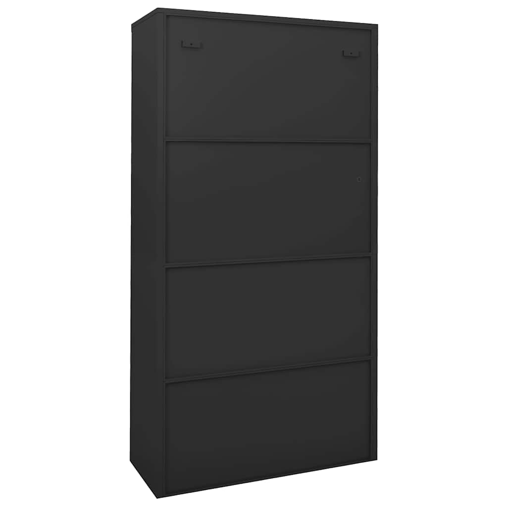 Büroschrank mit Schiebetüren Weiß 90x40x180 cm Stahl