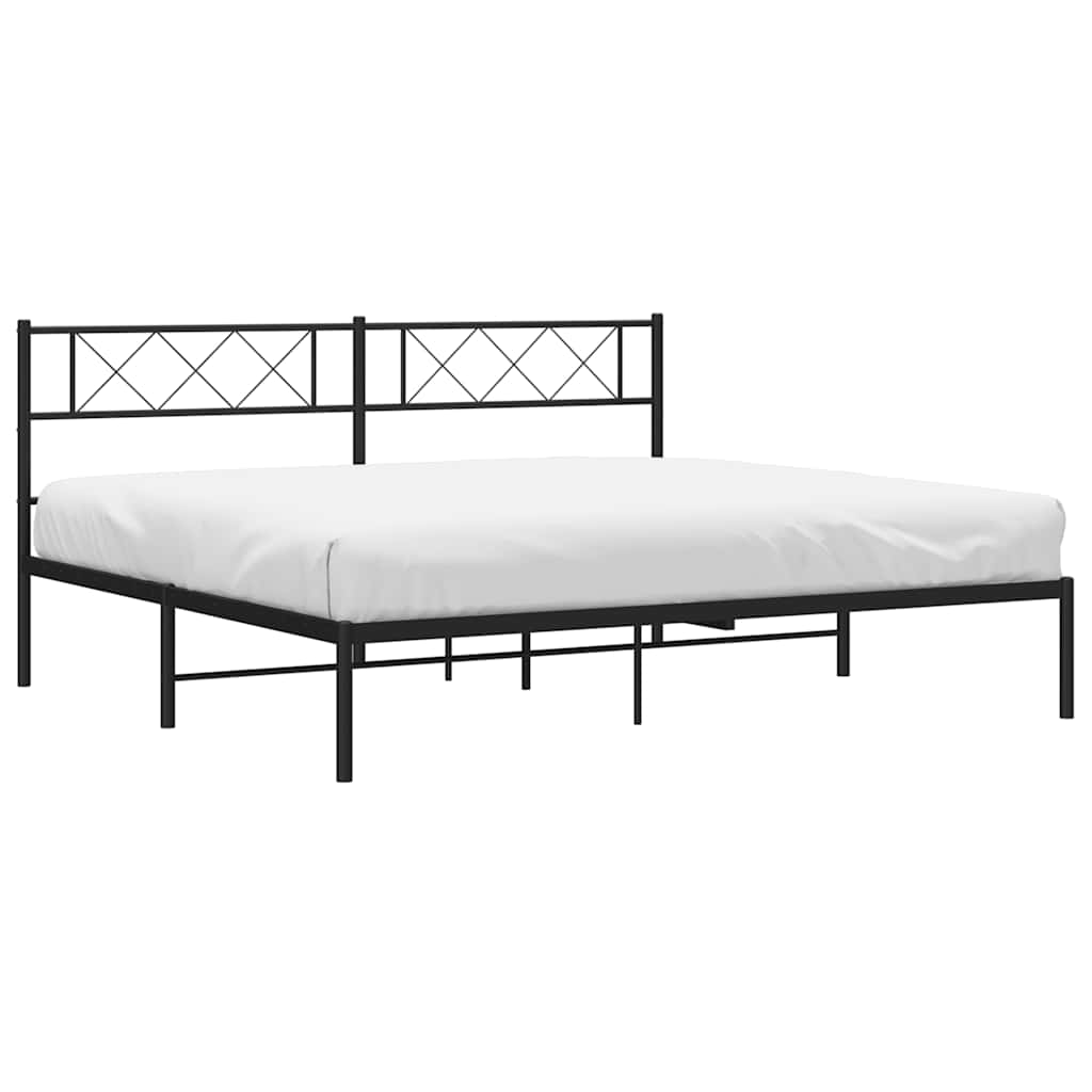 Bettgestell mit Kopfteil Metall Schwarz 100x190 cm