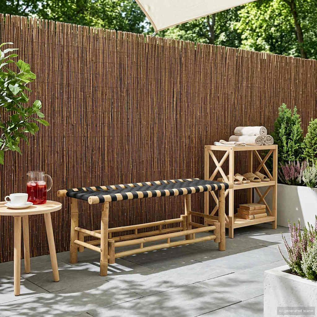 Gartenbank 80 x 38 x 40 cm Bambus Natur Rechtwinklig