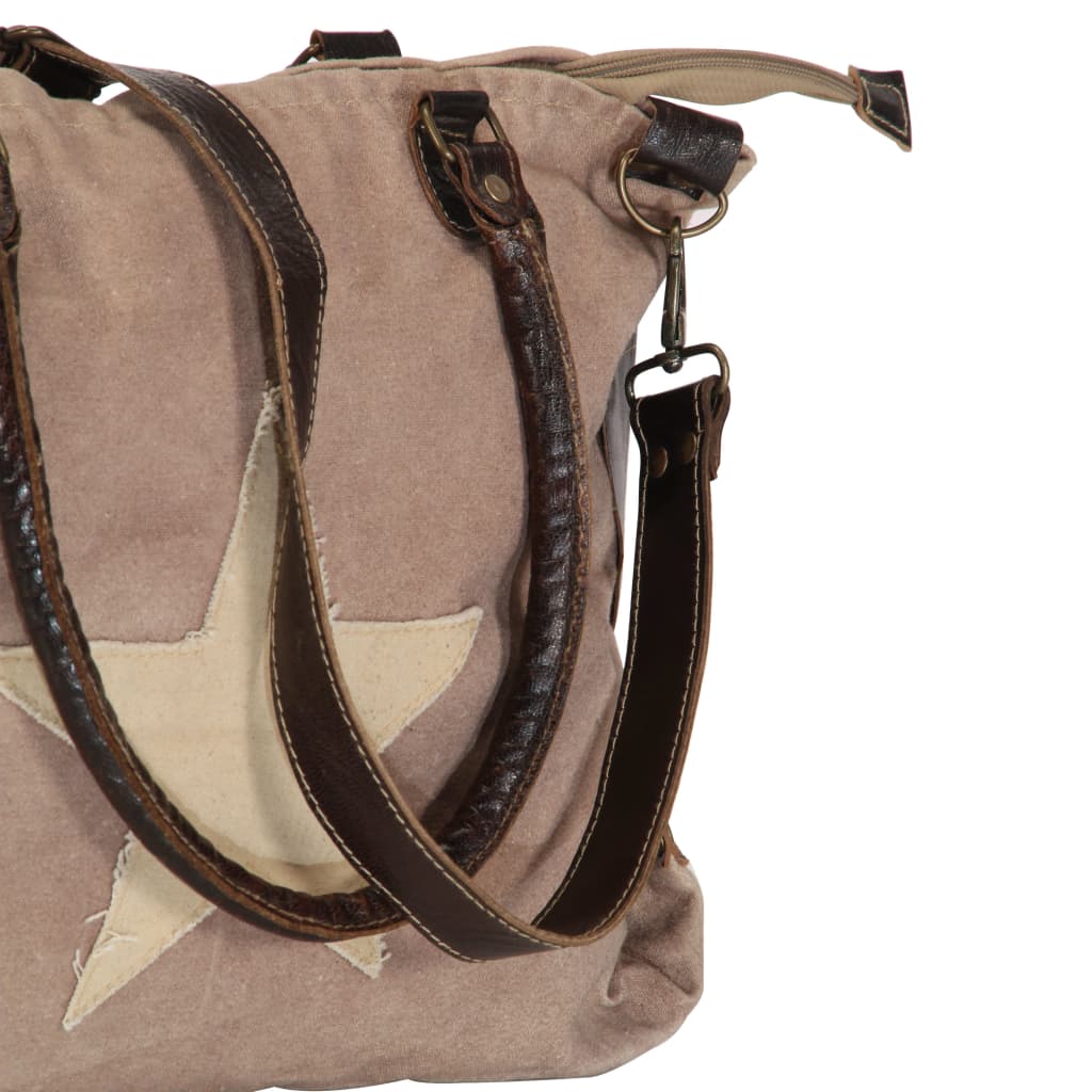 Einkaufstasche Braun 41 x 63 cm Segeltuch und Echtleder