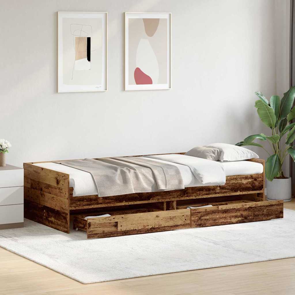 Bett mit Schubladen Braun Eiche-Optik 75x190 cm